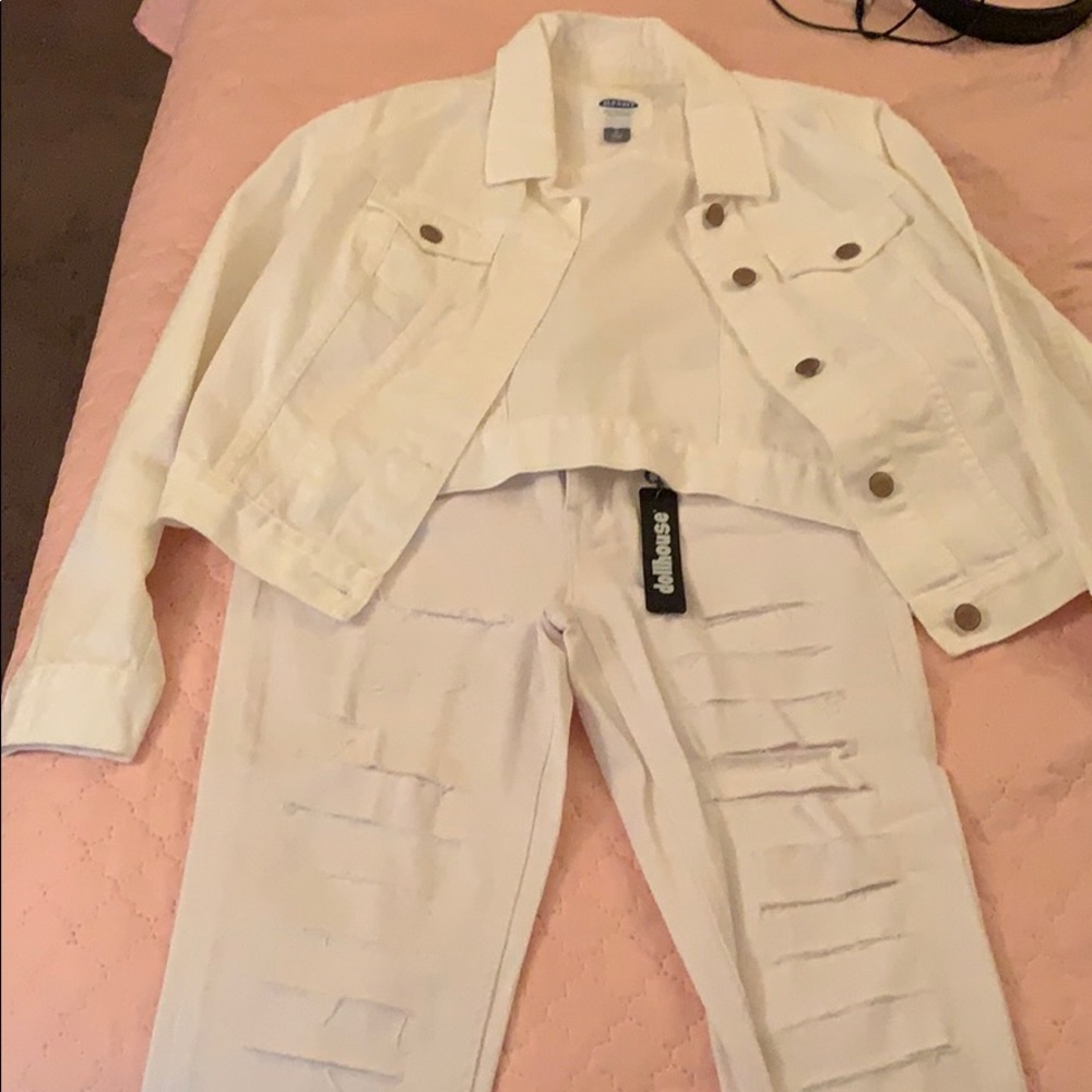 Two Piece Jean Jacket And Jeans With Rips!